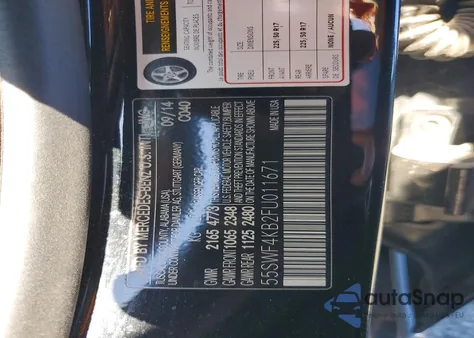 2015 Mercedes-Benz C 300 4Matic from USA, damaged, VIN 55SWF4KB2FU011671